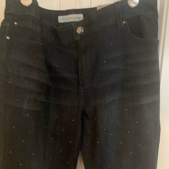 Chico’s Dark wash straight leg studded jeans - Picture 2 of 6